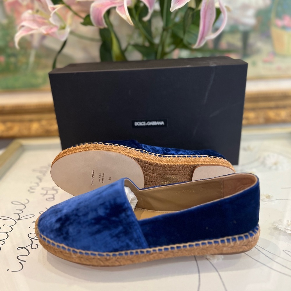 Dolce Gabbana Blue Velvet Espadrilles size 39